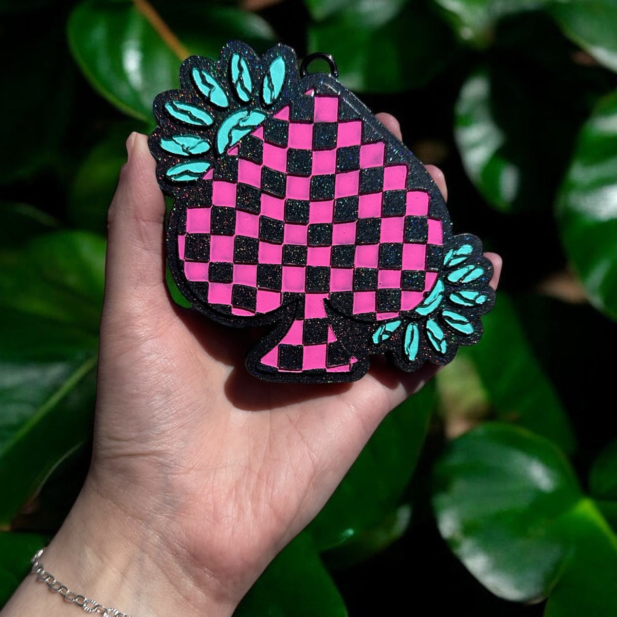 Checkered Spade with Turquoise - spade and Concho freshie