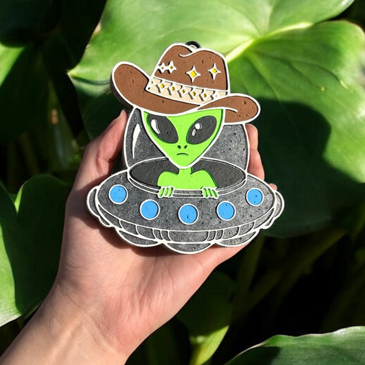Alien Wearing Cowboy Hat Freshie