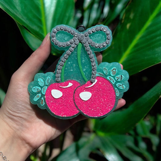 Cherries with Turquoise Concho Jewelry Freshie