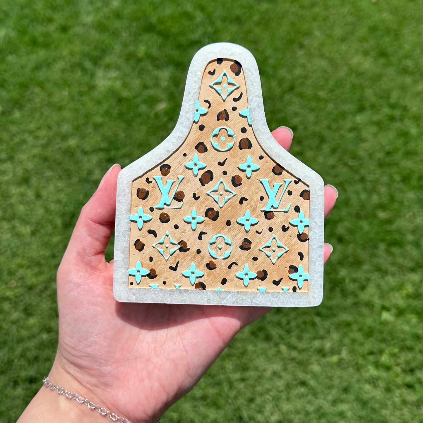 Leopard Print LV Cow Tag Freshie